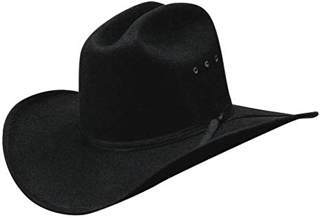 WESTERN EXPRESS Kids Size All Black Faux Felt Cowboy Hat Elastic Band - Black