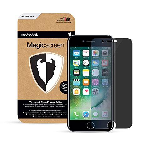 iPhone 8 / iPhone 7 Privacy Tempered Glass Screen Protector, MediaDevil Magicscreen Privacy Security Filter (1-Pack)