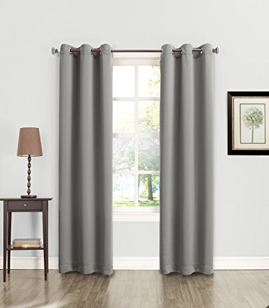 Sun Zero Becca Energy Efficient Grommet Curtain Panel, 40 x 84 Inch, Gray