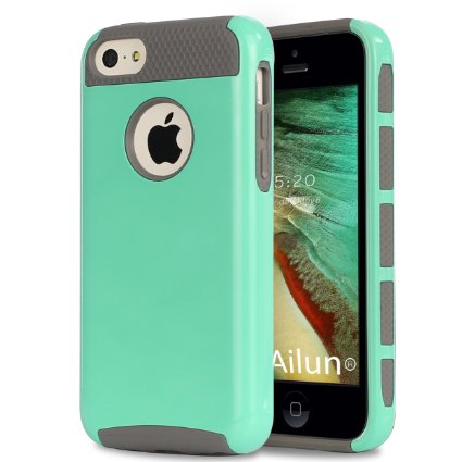 iPhone 5C Case,by Ailun,Soft TPU Bumper&Hard Shell Solid PC Back,Shock-Absorption&Anti-Scratch Hybrid Dual-Layer Slim Cover,Siania Retail Package[Mint Green]