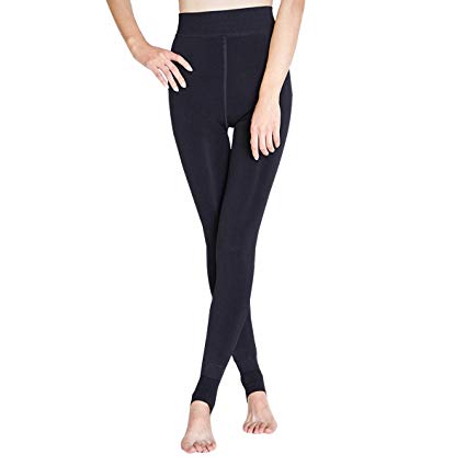 CHRLEISURE Fleece Lined Leggings for Women - Winter Warm Tights Thick Thermal Pants Black