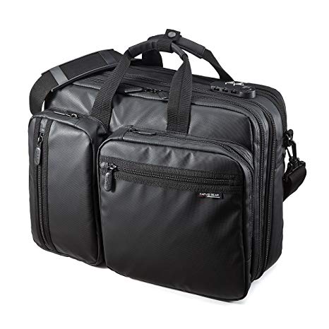 SANWA 3-in-1 Laptop Briefcase, 15.6 inch Expandable Business Bag, Water Resistance, Hand/Shoulder/Backpack, For Macbook Dell Hp Acer Asus Lenovo, For Men/Women, Business Travel, Black, BAG048WP