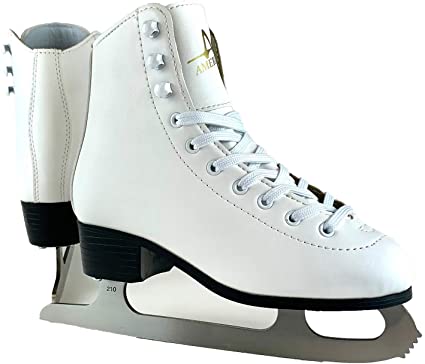 American Athletic Shoe Girl's Leather Lined Figure Skates, White