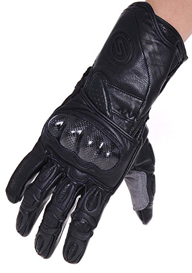 Seibertron SP2 SP-2 ADULT On-Road Street Racing Motorcycle Gloves Genuine Leather Gloves black L Large