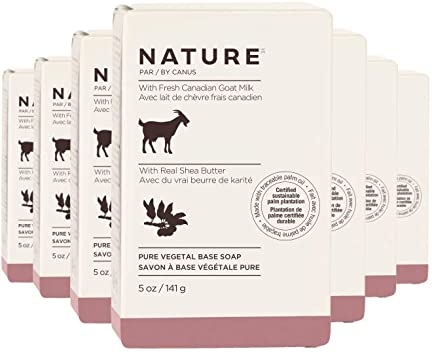 Nature By Canus Bar Soap, Shea Butter, 5 Oz (24 Count), With Fresh Canadian Goat Milk, Vitamin A, B3, Potassium, Zinc, and Selenium