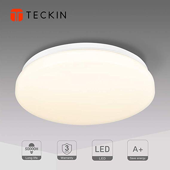 Ceiling Light,LED Ceiling Light,TECKIN Indoor Mount Ceiling Lamp,3000K Natural White Ø 28cm, 18W Round Ceiling Lights Fitting for Bedroom Kitchen Hallway Office Stairwell Dining Room Energy Class A ]