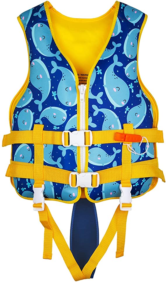 RAINYEAR Swim Vest Float Swimsuit for Kids, Swimming Buoyancy Jackets Summer Water Sport Swimming Training Surfing Assistance Float Jacket Swimwear with Adjustable Strap for Boys and Girls