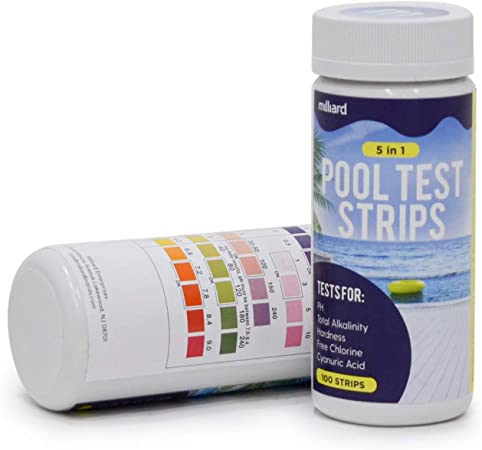 Milliard Pool Test Strips – for Pool Water, Hot Tub, and Spa - 5-Way Test Strips - 100 Count