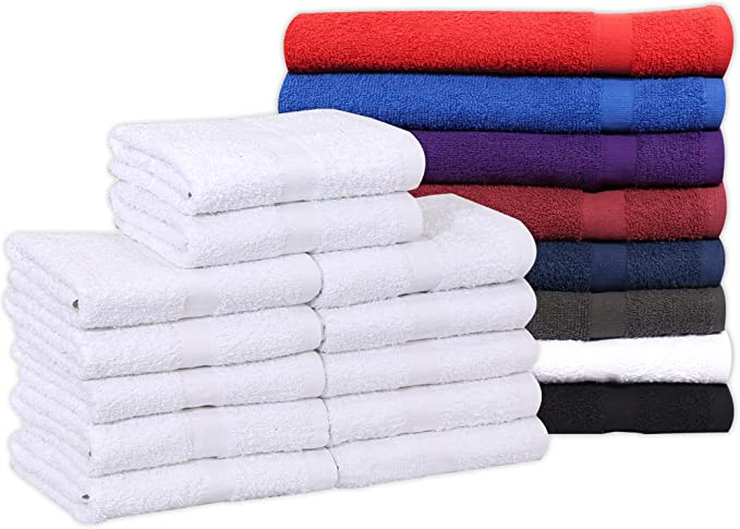 Cotton Salon Towels (12-Pack, White,16x27 inches) - Soft Absorbant Quick Dry Gym-Salon-Spa Hand Towel (White) (100%