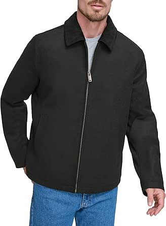 DOCKERS Men's Wool Blend Zip Up Jacket with Quilted Bib