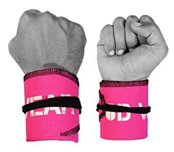 Wrist Wraps by WOD Wear - Strength Wraps for Powerlifting, Bodybuilding, Cross Training, Olympic Weightlifting, Yoga Wrist Supports for Training - One Size Fits All - 100% Guarantee