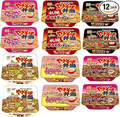 【まとめ買い】マルちゃん 焼きそば弁当132g×２、札幌辛みそラーメン風115g×２、いつもよりちょっとたらこ味強め111g×２、たらこ味バター風味111g×２、コク甘ソース119g×２、ちょい辛119g×２