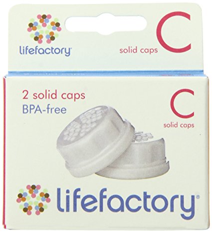 Lifefactory Flat Caps 2-Pack for 4-Ounce and 9-Ounce BPA-Free Glass Baby Bottles, White
