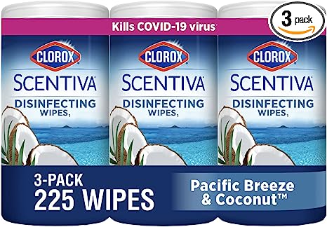 The Clorox Company Clorox Scentiva Wipes, Bleach Free Cleaning Wipes - Pacific Breeze & Coconut, 75 Count (3 Pack), 60037