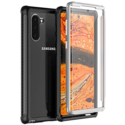 Nineasy Samsung Galaxy Note 10 Case, 【2019 New】 360° Full Body Protective Built in Screen Protector Support Wireless Charging,Heavy Duty Dropproof Case for Samsung Note 10 6.3inch (Black/Clear)