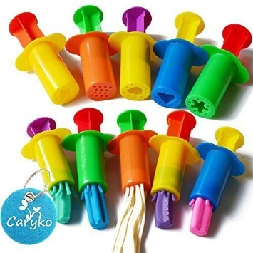 Caryko Dough Extruders Set Assorted Designs, Set of 10 - Assorted Colors