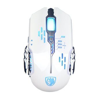 GW SADES S7 Flash Wing PC Gaming Mouse Mice 2400 DPI 6 Buttons Omron Micro Switches(White)