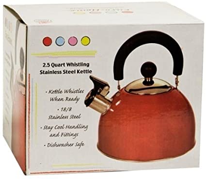 Stainless Steel Whistling Kettle 2.5qt/2.37l Hot Water Tea Stovetop Red
