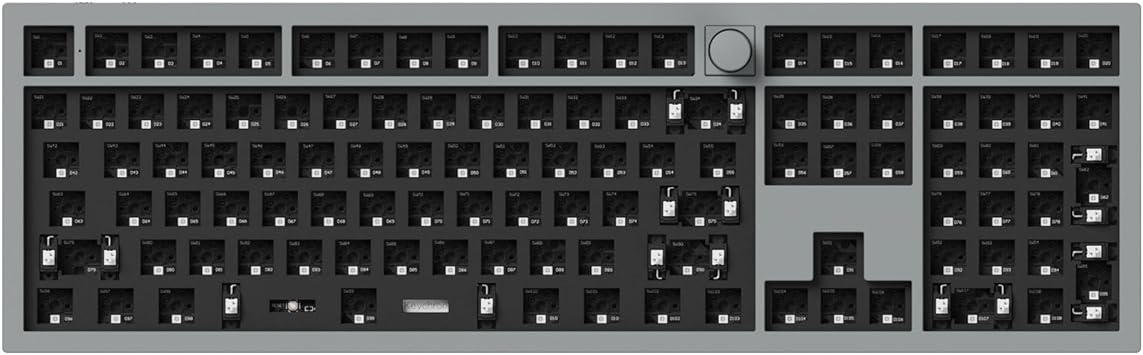 Keychron Q6 Pro Full-Metal QMK/VIA Programmable Knob Wireless Bluetooth/Wired USB Custom Mechanical Keyboard Barebone Version, Full Size Layout Hot Swappable RGB Backlit for Mac Windows Linux(Grey)