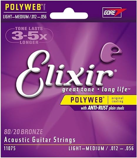 Elixir Strings Acoustic Guitar Strings, 6 String, Light POLYWEB Coating