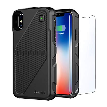 Wireless Battery Case for iPhone X, EasyAcc 5000 mAh Extended Battery Charger Case for iPhone 10 - Black