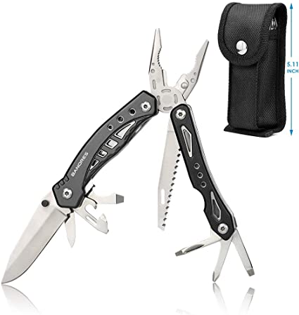 Multitools, BANORES Self-Locking Multi Tool Built- in Reset Spring Pliers UPGRADED 13 in 1 Stainless Steel Sturdy Multifunctional Pliers with Durable Sheath