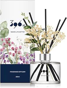 396 st. Preserved Baby's Breath Flower Reed Diffuser, White Musk, 200ml(6.7oz) / Reed Diffuser Sets, Scentsy Home Fragrance, Scented Oils, Home & Bathroom Décor