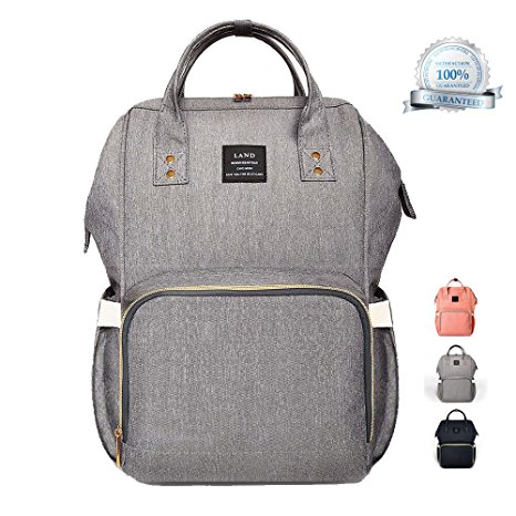Diaper Backpack, Large Capacity Baby Bag, Multi-Function Travel Backpack Nappy Bags, Nursing Bag, Fashion Mummy, Roomy Waterproof for Baby Care, Stylish and Durable, Linen gray
