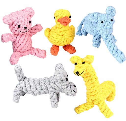 Pustor Animals Durable Chew Cotton Rope Toys Puppies Dog Toys Gift Set for Small or Large Dogs Teething Chewing Variety Pack