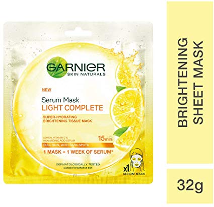 Garnier Skin Naturals, Light Complete, Face Serum Sheet Mask (Yellow), 32g