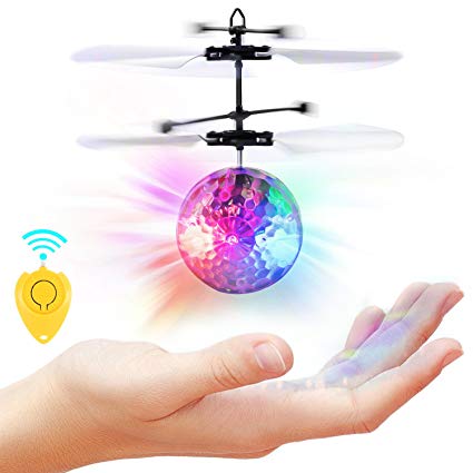 SGILE Flying Ball Toy, Infrared Induction RC Flying Toy Built-in LED Light Disco Helicopter Shining Colorful Flying Drone Indoor and Outdoor Games for Kids Boys Girls Gifts