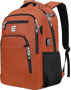 Laptop Backpack,Business Travel Anti Theft Slim Durable Laptops Backpack with USB Charging Port,Water Resistant College Computer Bag for Women & Men Fits 15.6 Inch Laptop and Notebook-Orange