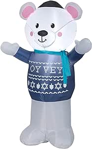 Gemmy 4' Airblown Hanukkah Polar Bear Christmas Inflatable