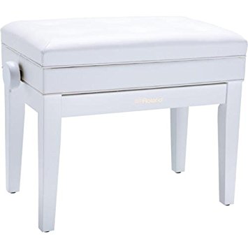 Roland RPB-400 Piano Bench with Cushioned Vinyl Seat and Storage Compartment, 18.90-22.83" Adjustable Height, Satin White