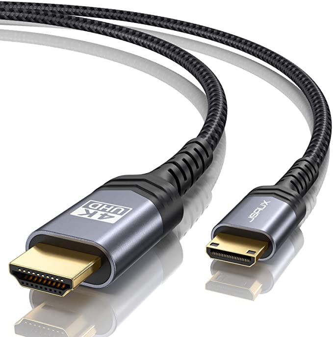 Mini HDMI to HDMI Cable 10FT, JSAUX [Nylon Braided, Aluminum Shell] High Speed 4K 60Hz HDMI 2.0 Cord, Compatible with Camera, Camcorder, Tablet and Graphics/Video Card, Laptop, Raspberry Pi Zero W