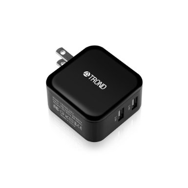 USB Charger TROND G2U 24W48A Dual USB Wall Charger Adapter with Foldable Plug and Smart Charging Chip for Apple iPad Air  Air 2 iPad Mini Retina 2 3 iPhone 6 6S Plus 5s 5c 5 4S Samsung Galaxy S6 Edge S5 S4 S3 Note 2 3 4 5 and More Black