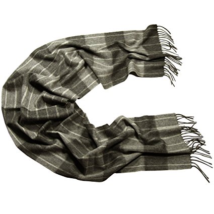 100% Wool Winter Scarf Women or Men in a Choice of Colors and decorative design (Gray Multistripe)