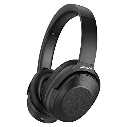 Seneo Hybrid Noise Cancelling Bluetooth Headphones, Hi-Fi Sound Wireless Headphones, 30-Hour Playtime, Soft Memory-Protein Earmuffs, Foldable, Over-Ear for Travel/Work/TV/PC/Cellphone
