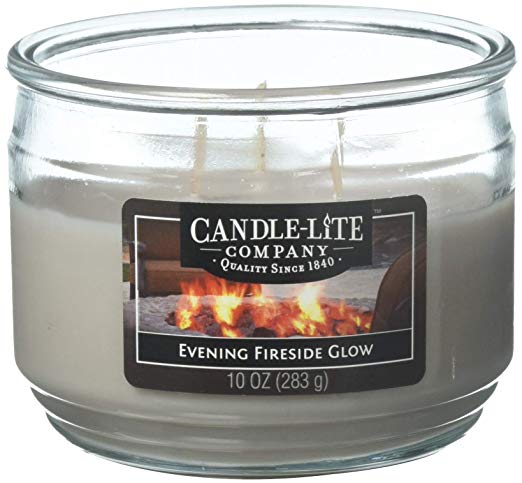 Candle-Lite Everyday Scented Evening Fireside Glow 3-Wick Jar Candle, 10 oz, Gray