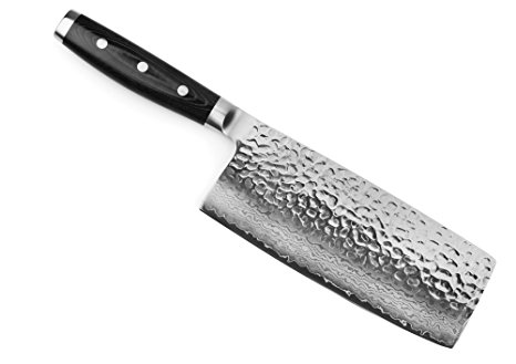 Enso HD Hammered Damascus 7-inch Chinese Chef's Knife Vegetable Cleaver, Made in Japan