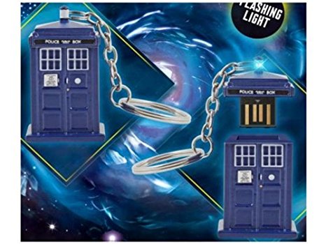 Doctor Who Memory Stick - TARDIS 4GB USB Key Chain with Flashing Blue LED Light