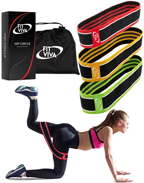 Fabric Resistance Bands Set - Booty Hip Bands for Legs, Shoulders and Arms Exercises - Perfect for Fitness, Glute or Squat Workout - Non-Rolling Circle Bands for Women and Men