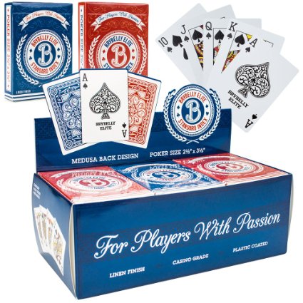 12 Decks of Brybelly Elite Medusa Back Casino-Quality Playing Cards - Wide Size / Regular Index