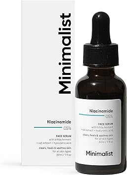 Minimalist 5% Niacinamide Face Serum For Clear Glowing Skin For Women & Men, 30 Ml Hydrates & Repairs Skin With Vit B3 & Hyaluronic Acid Day & Night Serum For Dry & Sensitive Skin 1 Fl Oz (Pack Of 1)