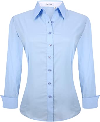 Alex Vando Womens Dress Shirts Regular Fit Long Sleeve Stretch Work Shirt