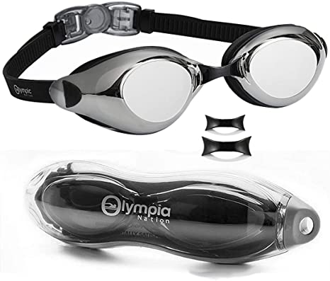 Updated Swimming Goggles with Protection Case, No Leaking Anti-Fog UV Protection Swim Goggles Crystal Clear for Adult Youth Teens