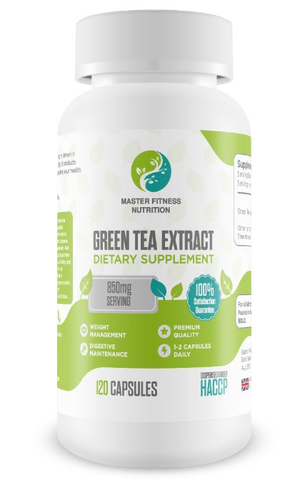 9733Ultra Strength Green Tea Extract 850mg 9733120 Capsules By Master Fitness Nutrition 97331 Source Of Green Tea Capsules For Slimming and Weight Loss 9733Powerful Anti-Oxidant Support 9733Sports Nutrition Supplement 9733Perfect For Dieting Well Being and Weight Control 9733100 Risk Free Made In The UK