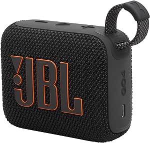 JBL GO 4, Enceinte Bluetooth Ultra-Portable, Son Pro, Basses percutantes, 7 Heures d'autonomie, Fonction Playtime Boost, résistante à l'eau et à la poussière IP67, en Noir