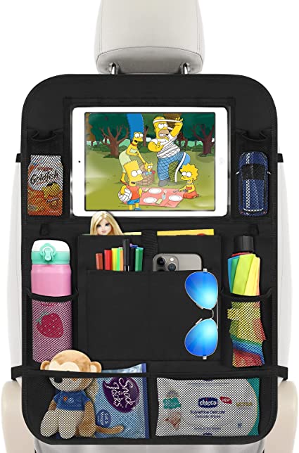 Awroutdoor Car Back Seat Organisers, Car Backseat Protectors with Touch Screen Tablet Holder, Waterproof Kick Mats for Kids Car Organiser for Children's Toys/Snacks/Books/Bottle