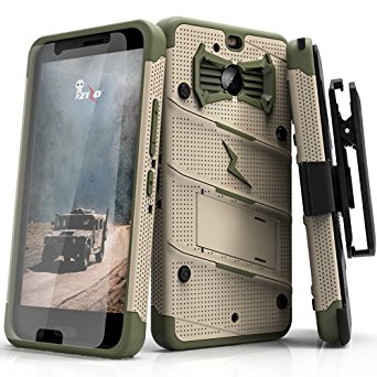 HTC Bolt Case, Zizo [Bolt Series] w/FREE [HTC Bolt Screen Protector] Kickstand [12 ft. Military Grade Drop Tested] Holster Clip - Case for HTC Bolt